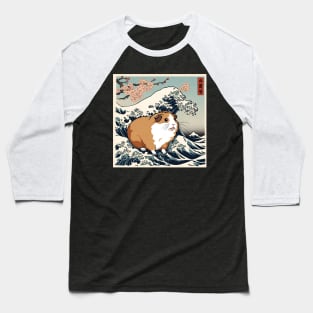 Vintage Funny Guinea Pig Adorable Guinea Pig Mom in the Great Wave Baseball T-Shirt